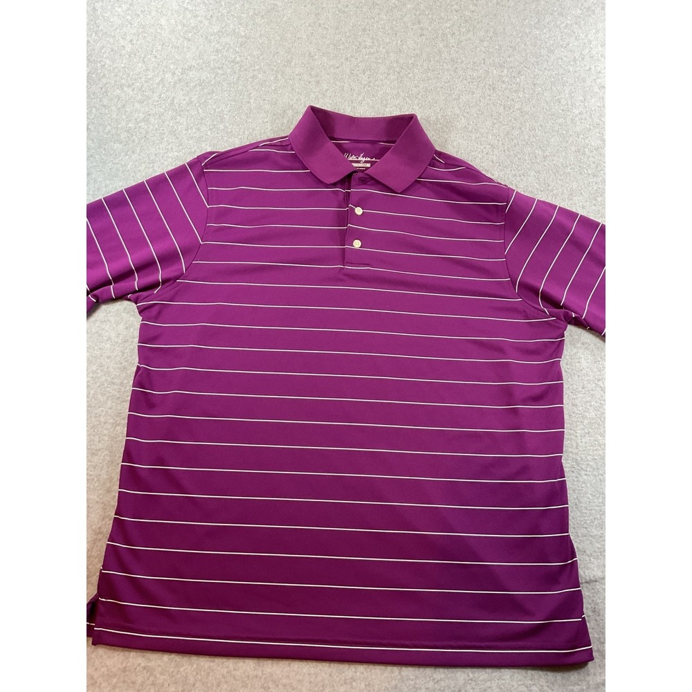 Walter Hagen Mens Hydro-Dri Golf Polo Shirt Purple Striped L Short Sleeve #677